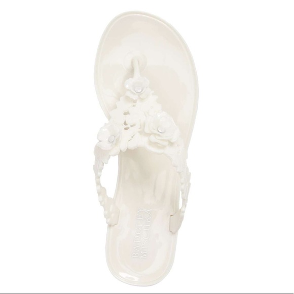 NWT Badgley Mischka Bali Ivory Jelly Flip Flop 7M - Picture 7 of 7